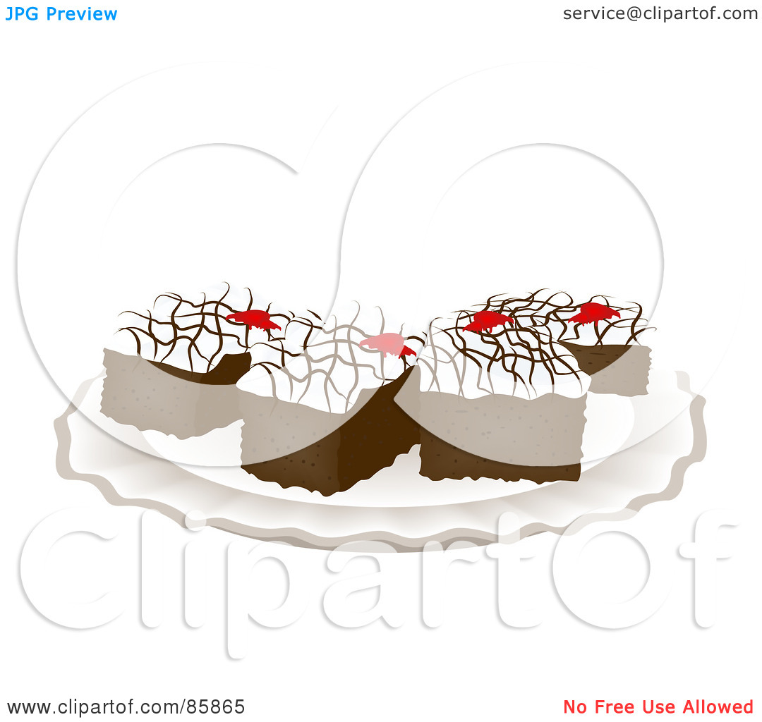 Royalty Free  Rf  Clipart Illustration Of Cut Chocolate Brownies With