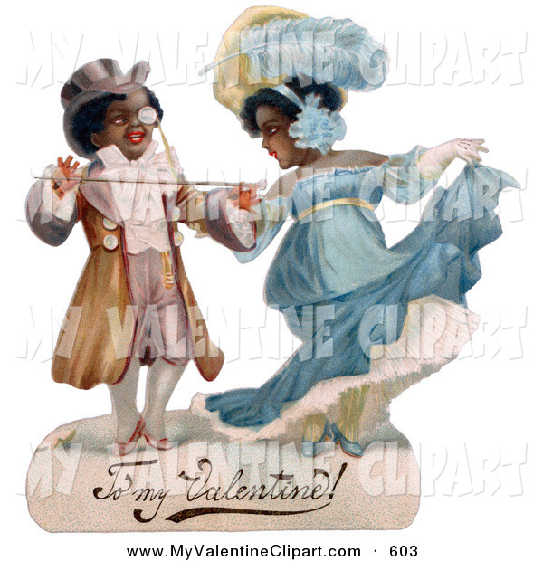 Valentines Clipart Of A Vintage Valentine Of A Romantic Black Couple