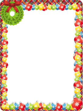 Wreath And Ornaments Christmas Border Page Border