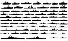 100 Navy Ships Silhouettes