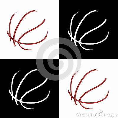 Basketball Ball Abstract Icons On White Or Black Background 