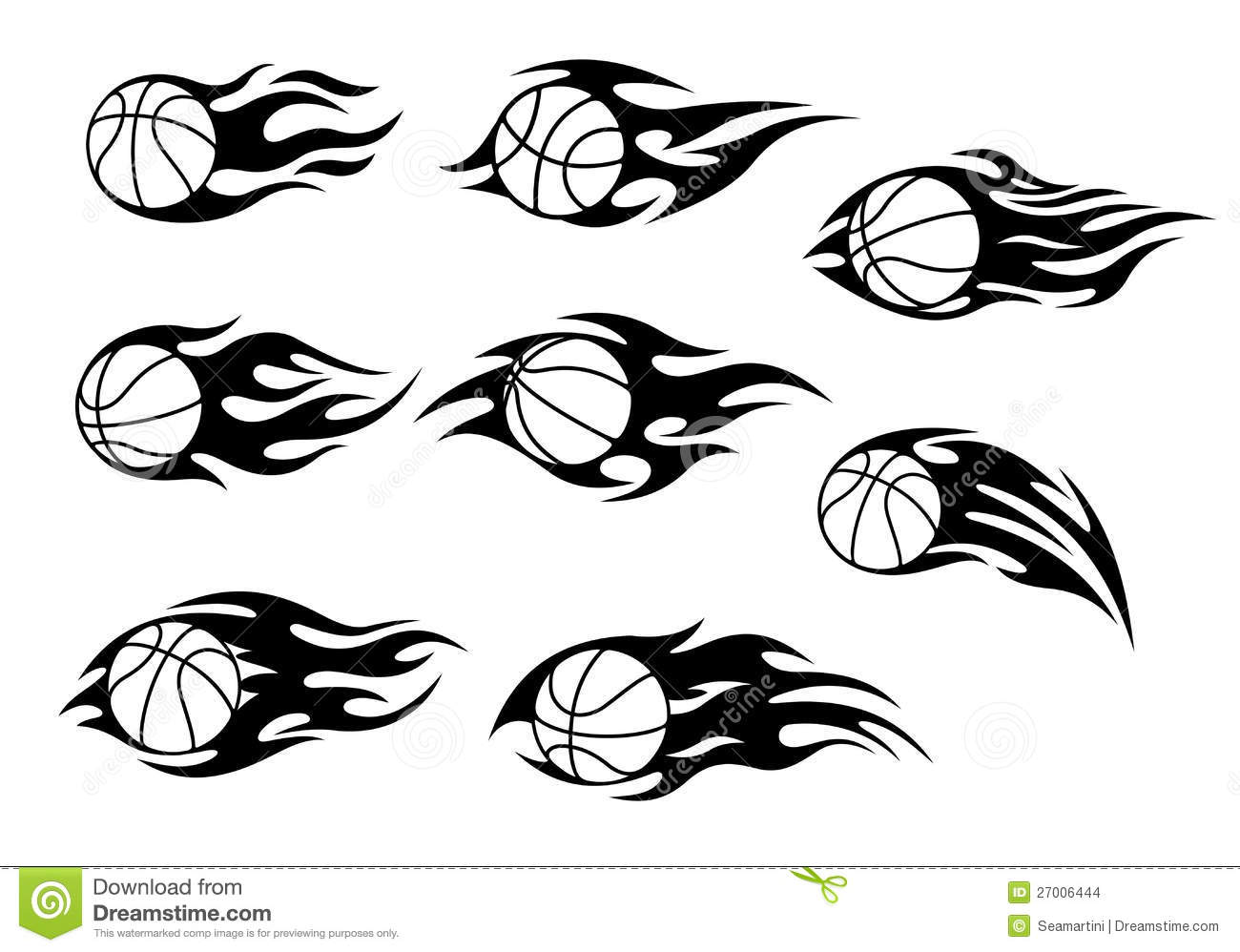 Basketball Balls With Fire Flames For Sport Tattoos Design