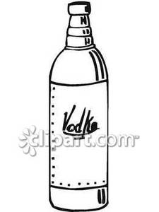 Black And White Bottle Of Vodka   Royalty Free Clipart Picture