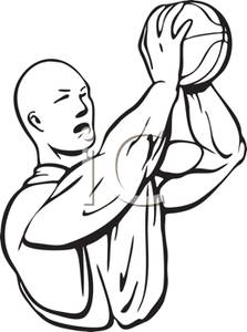 Black And White Cartoon Basketball Player Holding A Basketball    