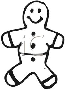 Black And White Gingerbread Man   Royalty Free Clipart Picture