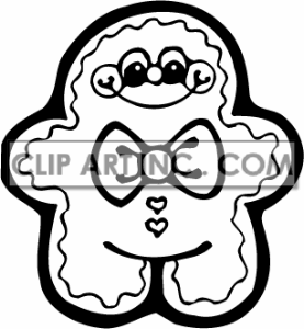 Black And White Happy Gingerbread Man With A Bow Tie