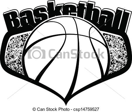 Black And White Vector Illustration Of A Basketball Shield With The