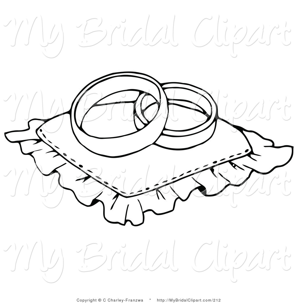 Bridal Clipart Of A Coloring Page Of Two Wedding Bands Resting On A