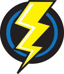 Clip Art Illustration Of A Bright Yellow Lightning Bolt On A Black