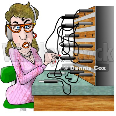 Female Telephone Operator Adjusting Lines Clipart Picture   Dennis