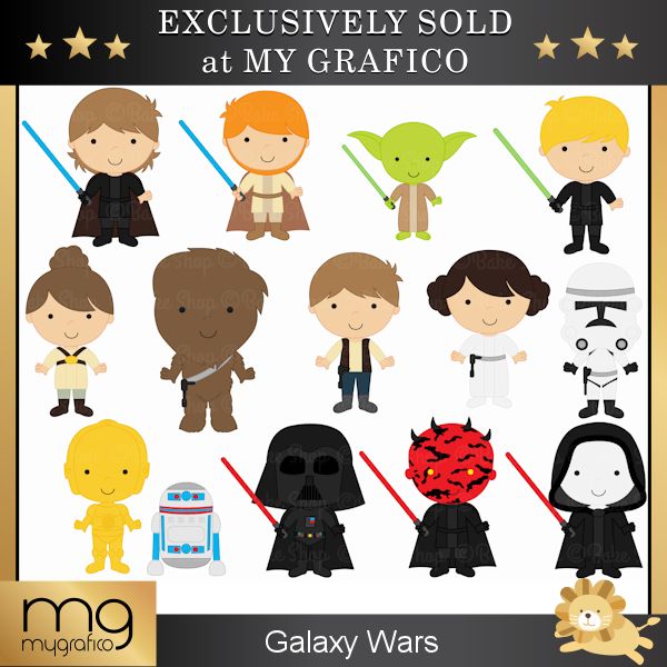 Galaxy Wars Clipart   Star Wars Inspired Clipart For Invitations