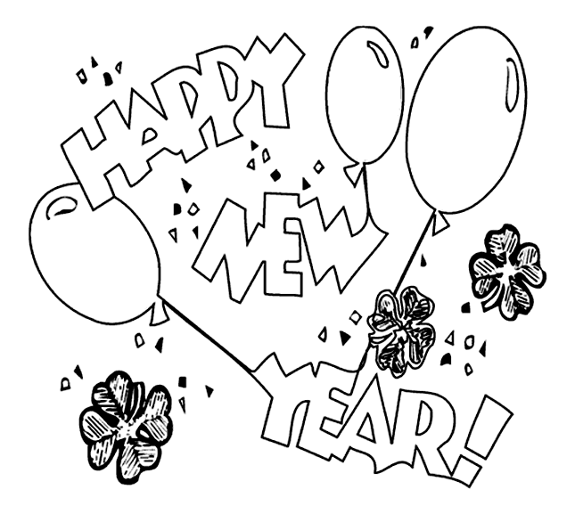 Happy New Year Clipart Black And White 19
