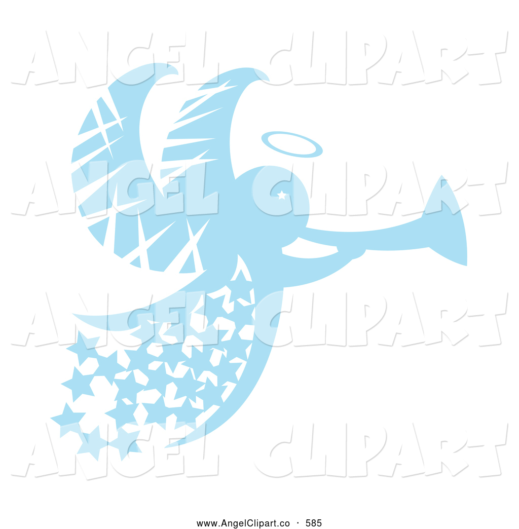 Larger Preview  Clip Art Of A Blue Christmas Angel With Stars And A