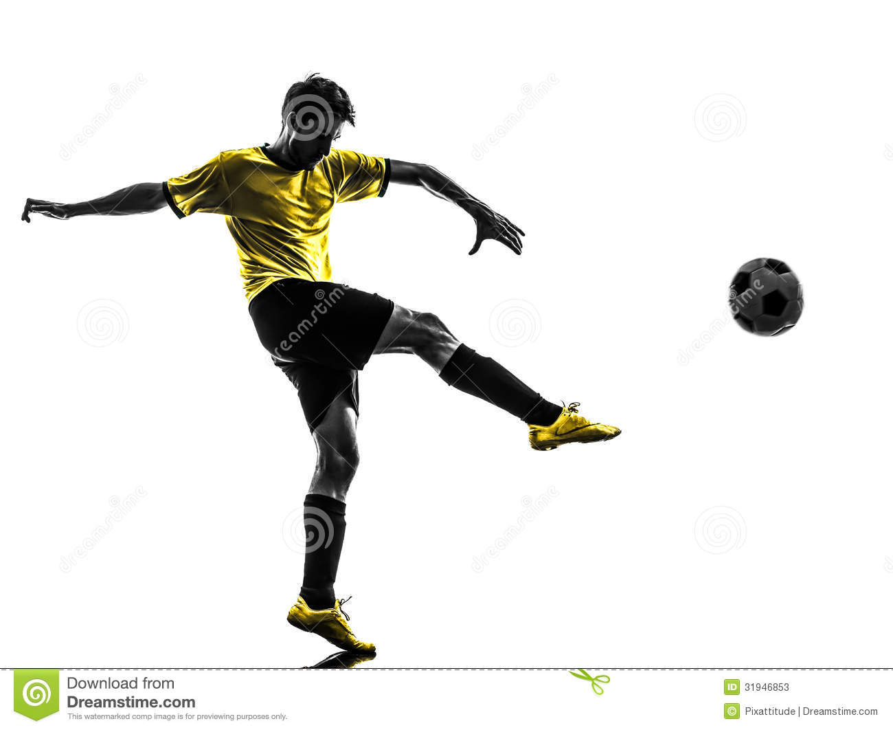 Photos Brazilian Soccer Football Player Young Man Kicking Silhouette