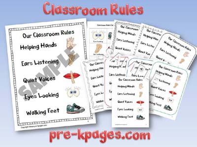 Printable Classroom Rules Charts And Cards For Pre K And Kindergarten