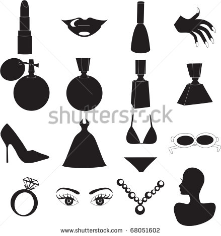 Raster Version 12 Silhouette Icons For Beauty Or Fashion  Also