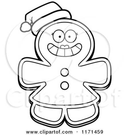 Royalty Free  Rf  Black And White Gingerbread Cookie Clipart    