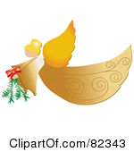 Royalty Free Rf Clipart Illustration Of A Golden Christmas Flying