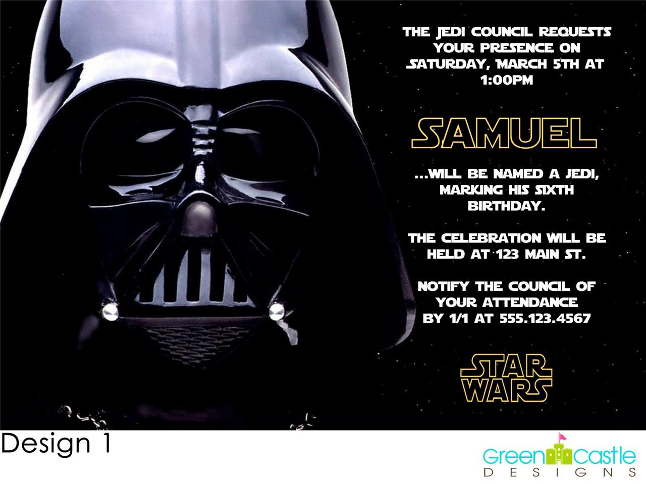 Star Wars Darth Vader Birthday Party Invitation Personalized Photo    