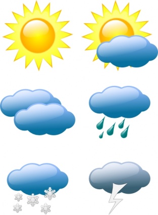     Sunny Thunderstorm Windy Rainy Forecast Vector Free Vector Images