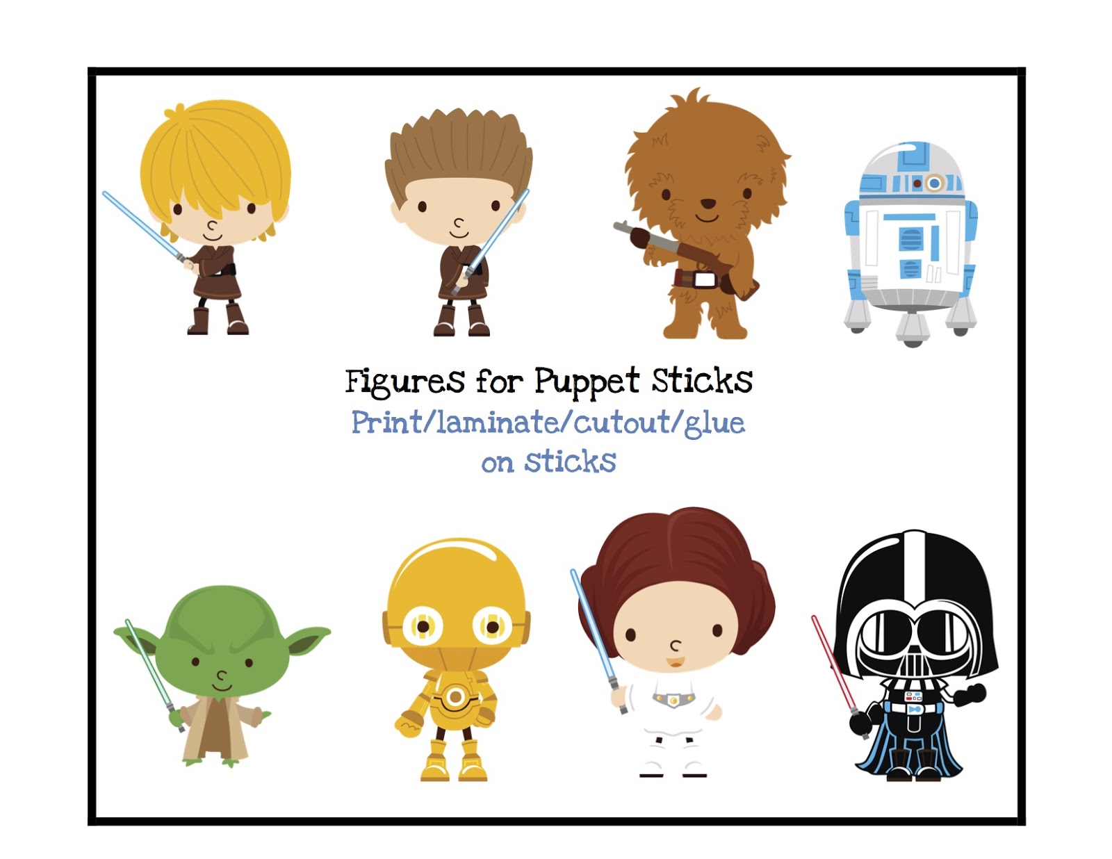     Teachersnotebook Com Product Preschoolprintable Star War Puppet Sticks