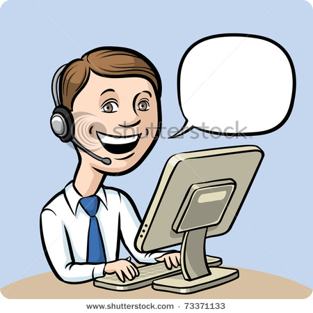 Vector Clip Art Cartoon Illustration Of A Male Phone Operator Wearing