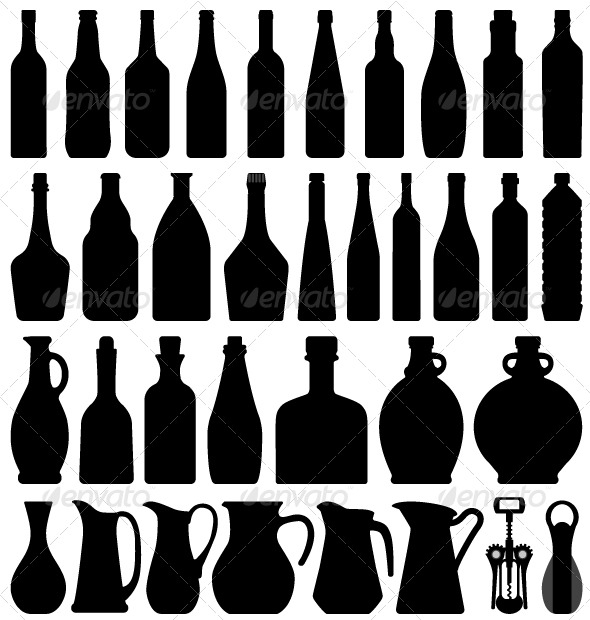 Wine Beer Bottle Silhouette   Man Made Objects Objects