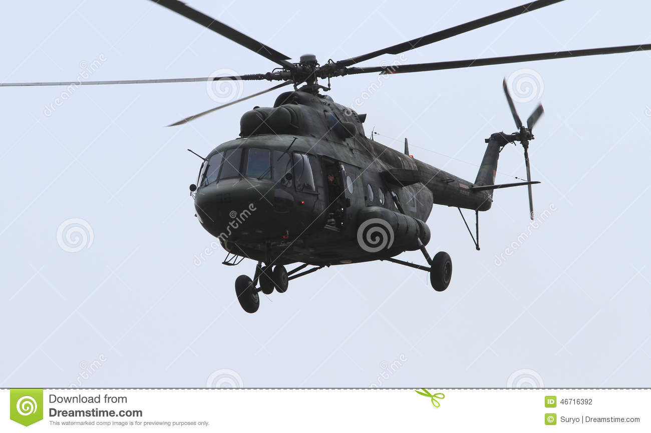 Army Mi 17 Helicopter Flew In Sukoharjo Central Java Indonesia