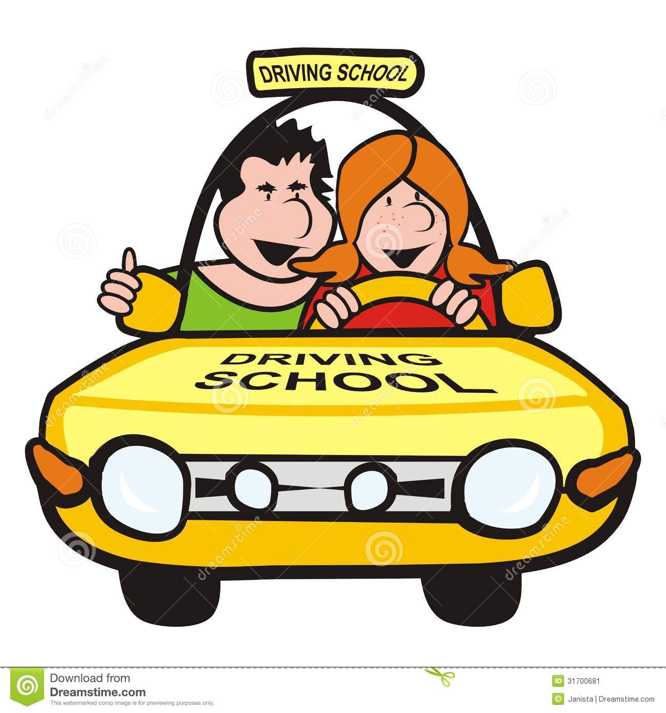 Car Driving Clipart Man Girl Car Driving School Instructor Teaches His