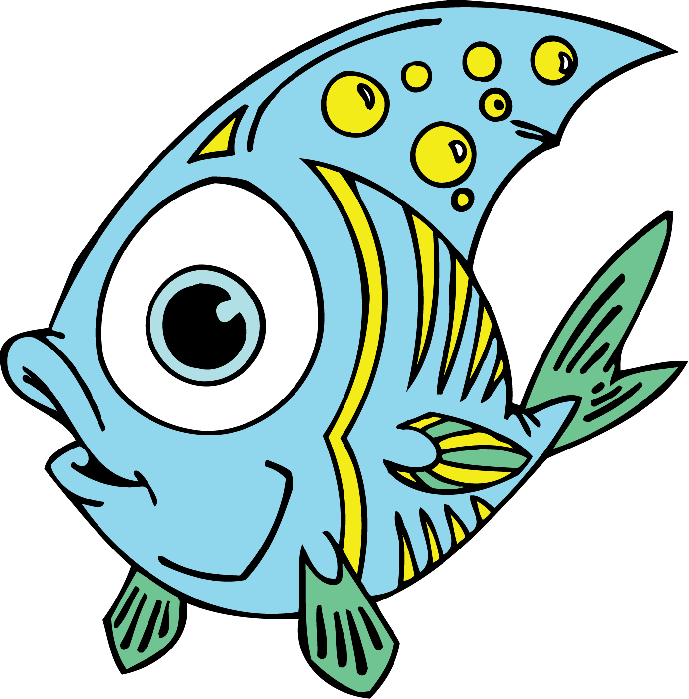 Clipart Ws Funny Blue Yellow And Green Little Fish