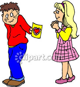 External Image Shy Boy Giving A Girl A Valentine Royalty Free Clipart