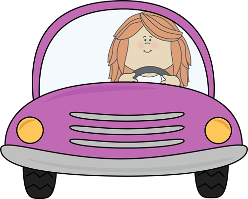 Girl Driving A Car Clip Art Image   Girl Driving A Purple Car