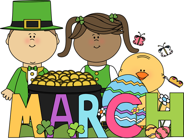 Month Of March Holidays Clip Art Image   The Word March In Bright
