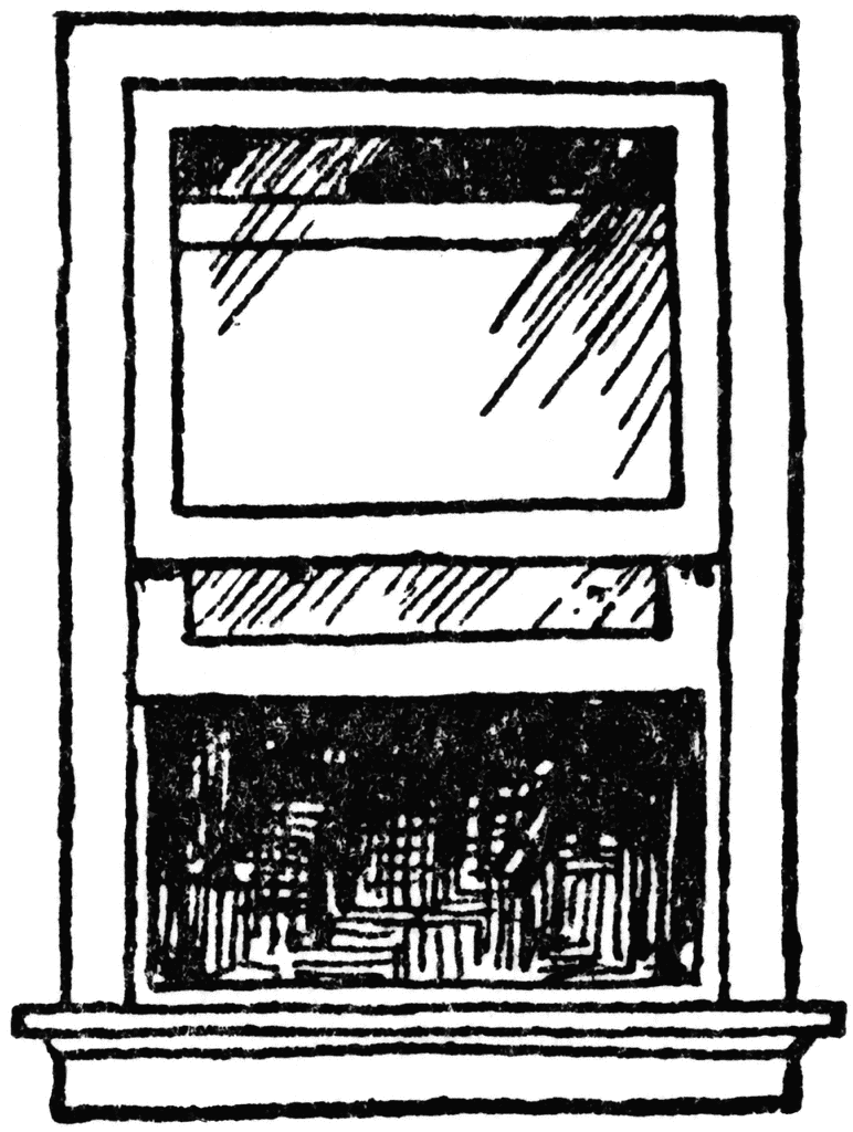 Open Single Hung Sash Window   Clipart Etc