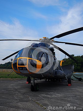 Russian Mil Mi 17 Cargo Helicopter Waiting For Payload With The Rear