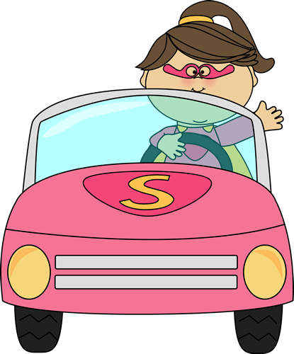 Superhero Girl Driving A Car Clip Art Image   Superhero Girl Driving A