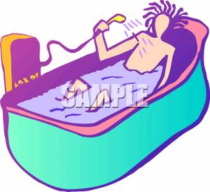 Clipart Image Of A Man Sitting In A Bathtub