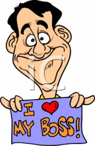 Clipart Of An Employee Holding Up A I Love My Boss  Sign