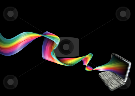 Description From Rainbow Laptop Background Stock Vector Clipart A    