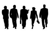 Group Of Business People Walking And Talking   Clipart Graphic