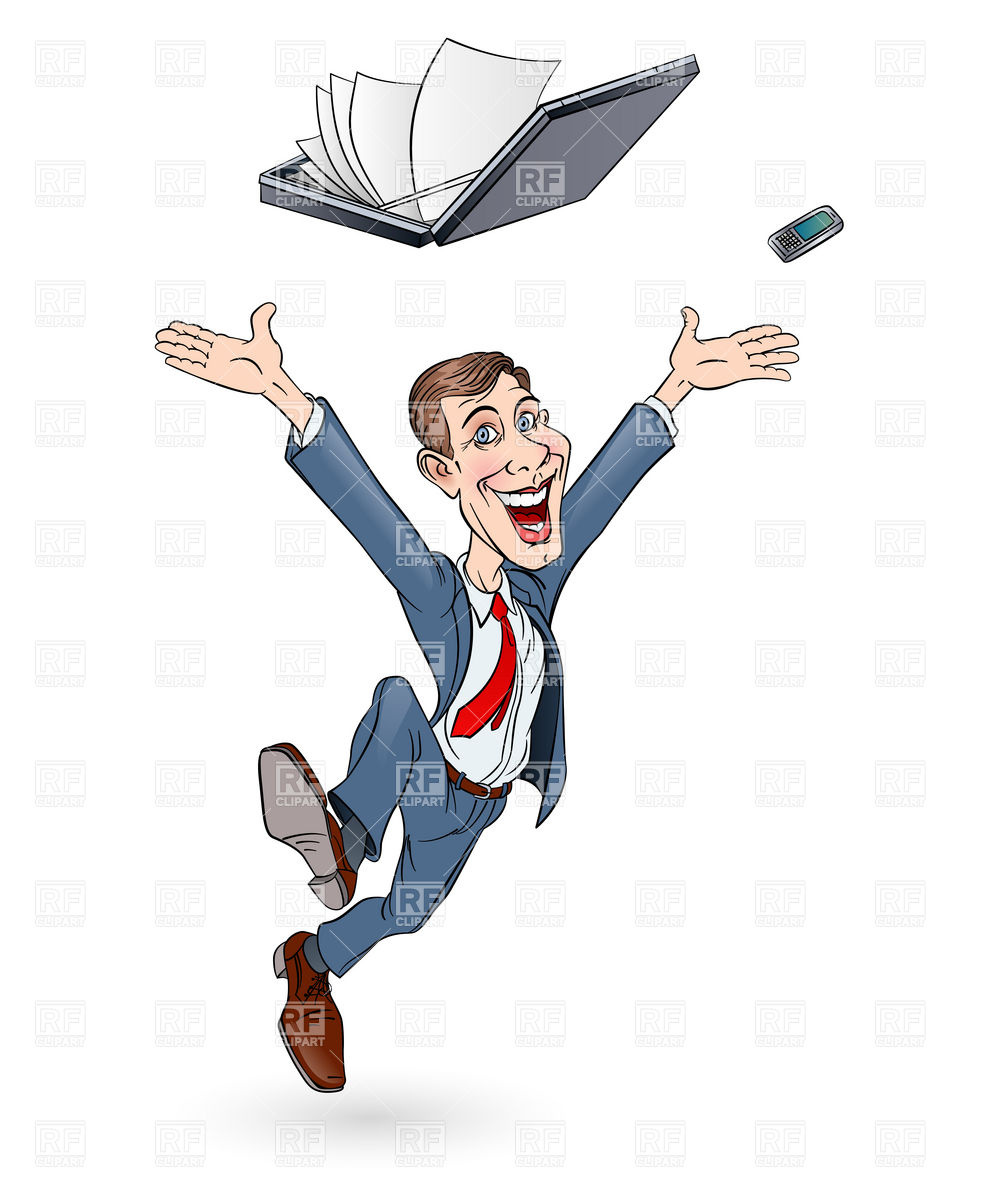 Happy Employee Or Businessman Jumping 9485 Download Royalty Free
