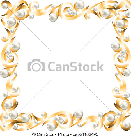 Jewelry Border Clipart Eps Vectors Of Golden Jewelry Frame With Pearls