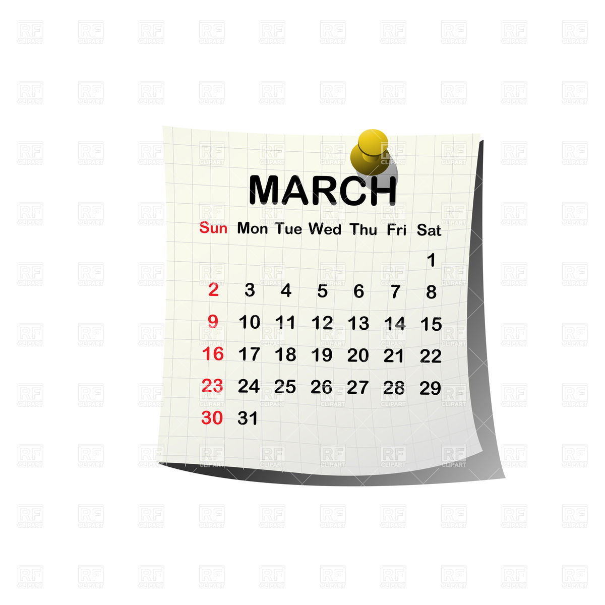March Calendar Clip Art 2014 Paper Calendar   March
