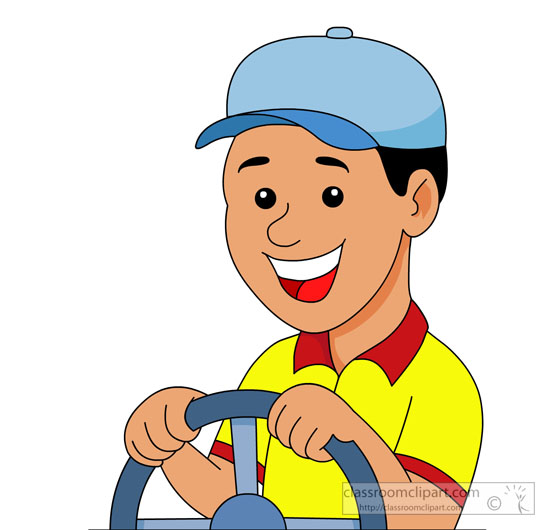 People   Smiling Driver In Car Holding Steering Wheel   Classroom