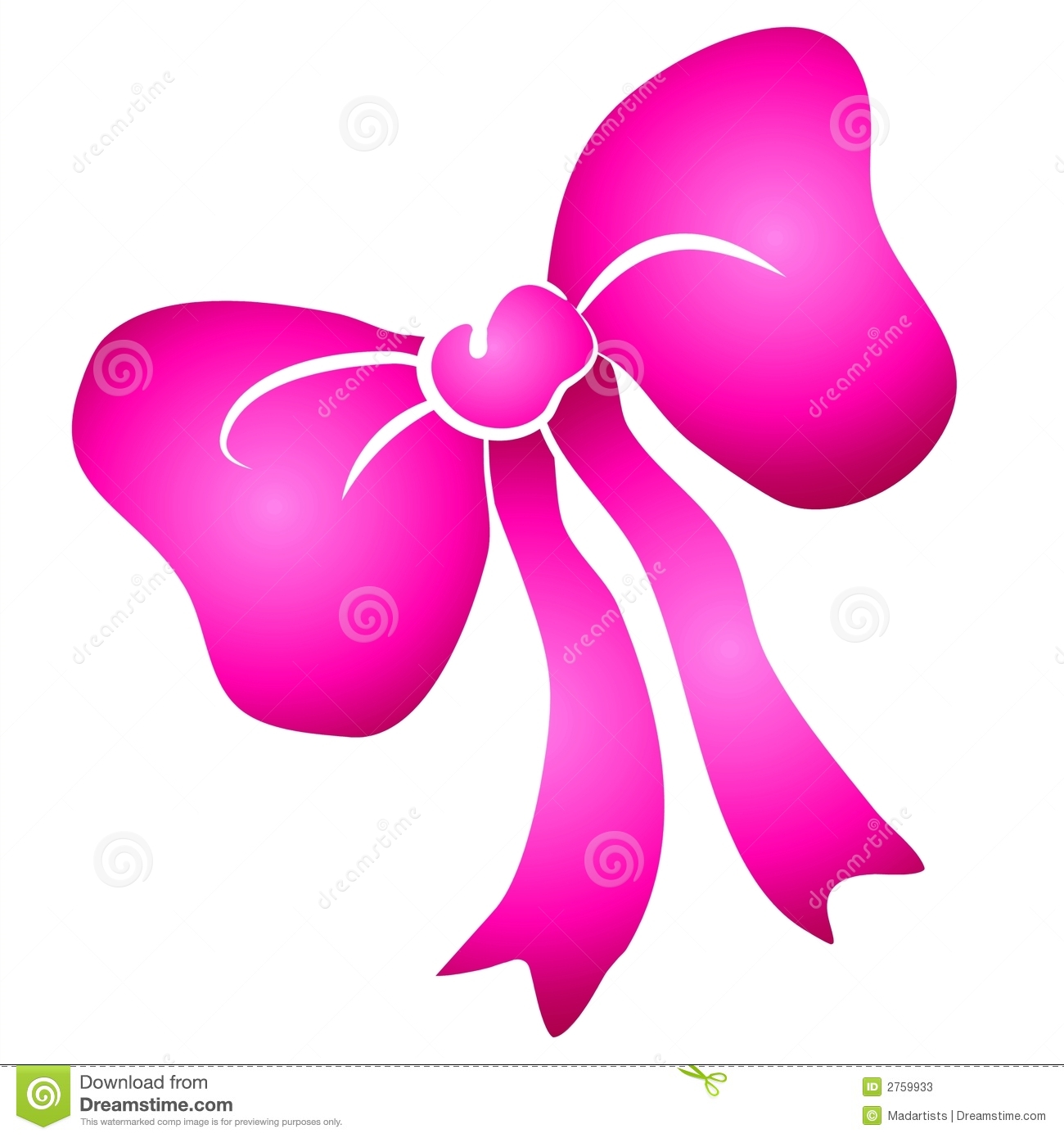 Single Ribbon Bow Clipart In Pink On White Background