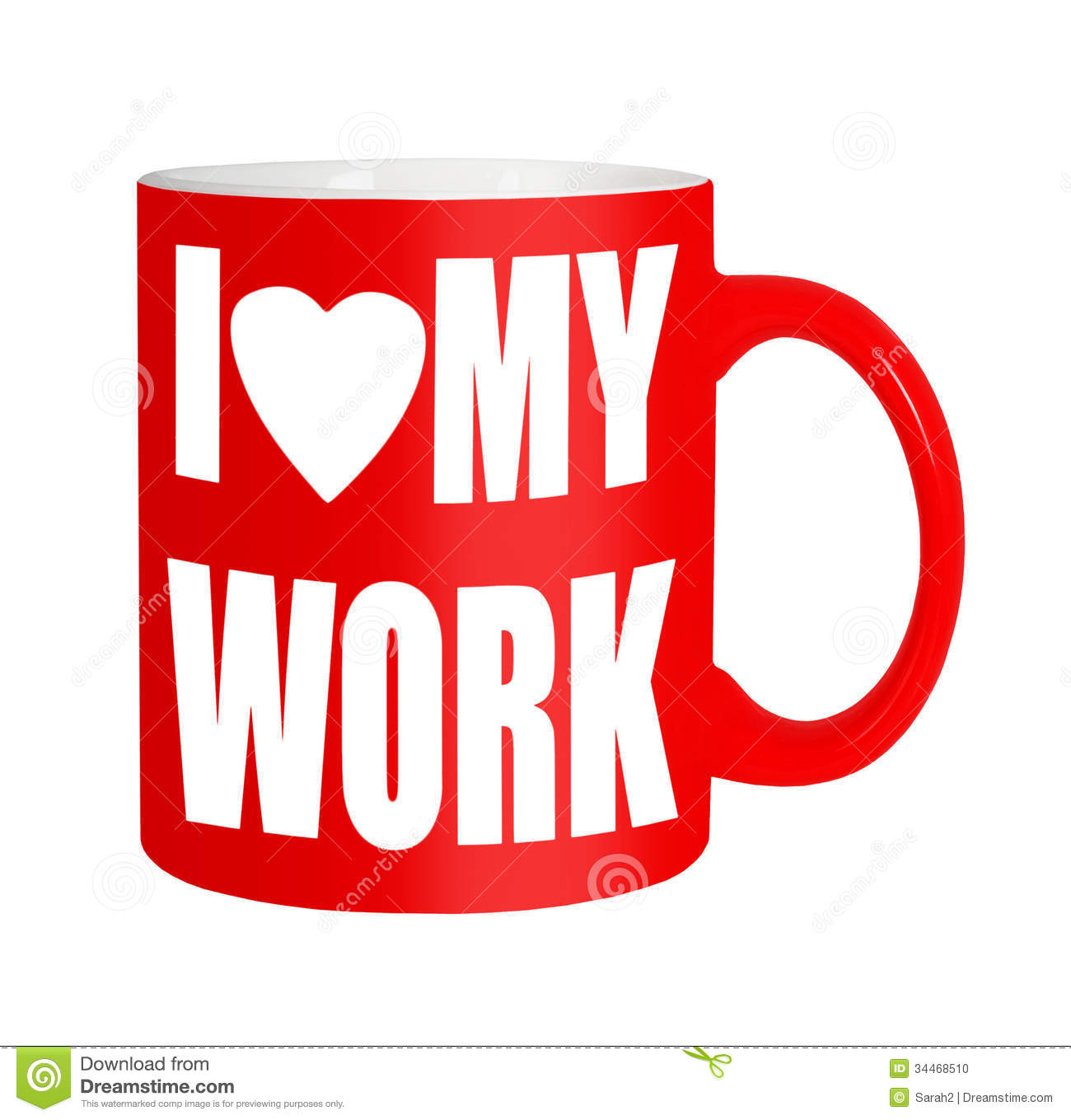 Stock Photo  Happy Workersemployees Staff   Red Mug Isolated Over