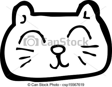 Vector Clip Art Of Happy Cat Face Cartoon Csp15567619   Search Clipart    