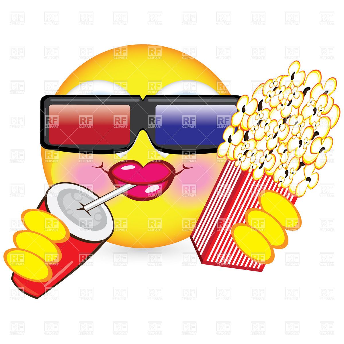 Watching Movie In 3d Glasses Download Royalty Free Vector Clipart