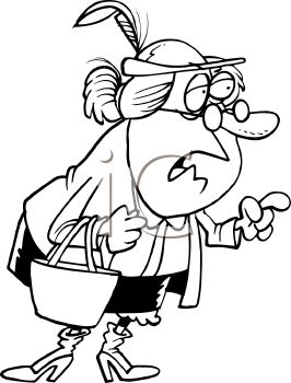 Black And White Old Lady Holding A Purse   Royalty Free Clip Art    