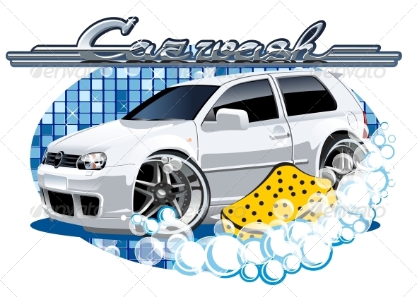 Car Washing Sign With Sponge   Services Commercial   Shopping